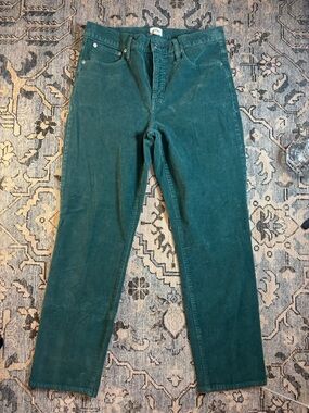 J. Crew Corduroy High-Rise Pants in Teal Green